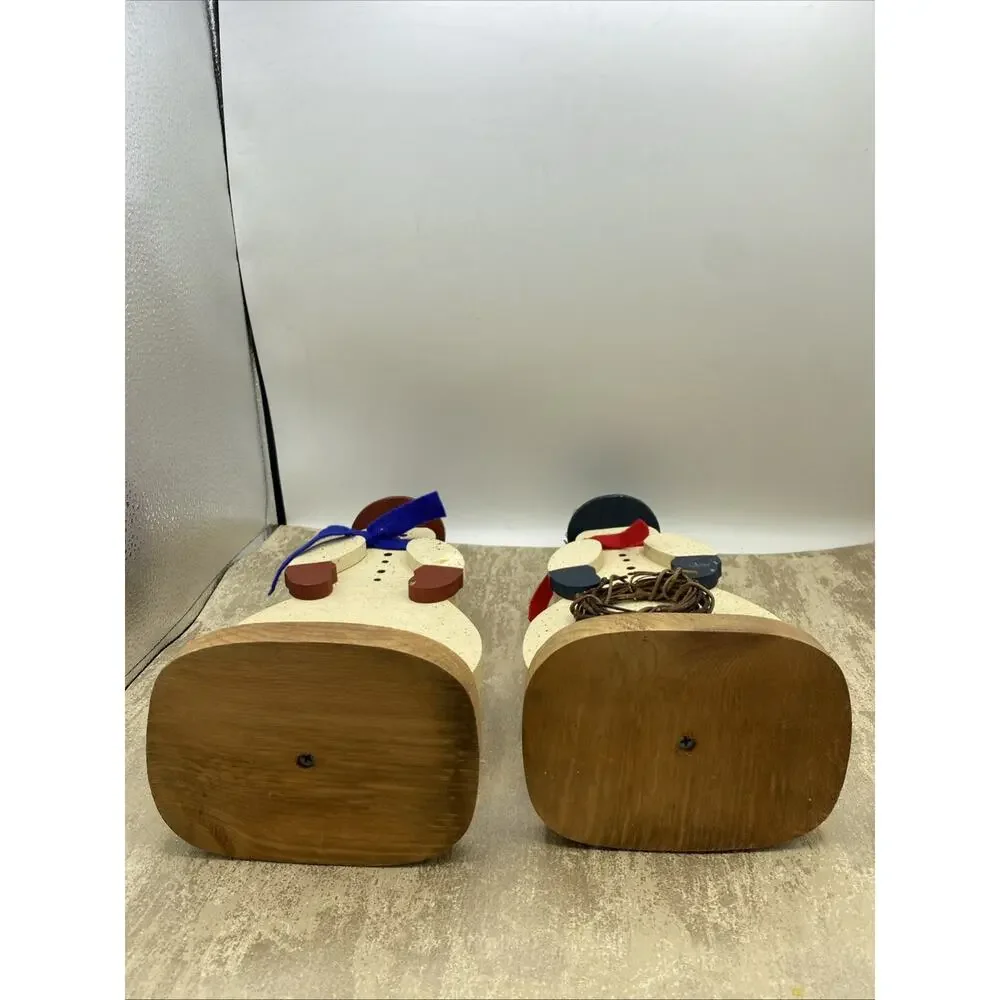 Mr & Mrs Snowman 13 Inches Tall Made Of Wood, Hand Painted